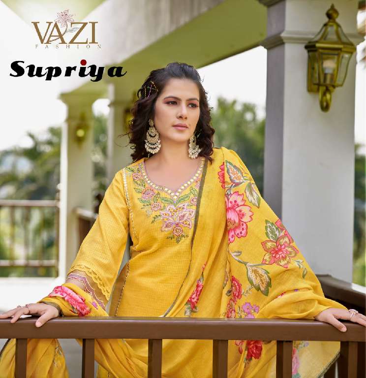 VAZI FASHION SUPRIYA WHOLESALE PURE KOTA CHECKS WITH FANCY HAND WORK READYMADE FABULOUS SUITS