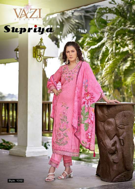 VAZI FASHION SUPRIYA WHOLESALE PURE KOTA CHECKS WITH FANCY HAND WORK READYMADE FABULOUS SUITS