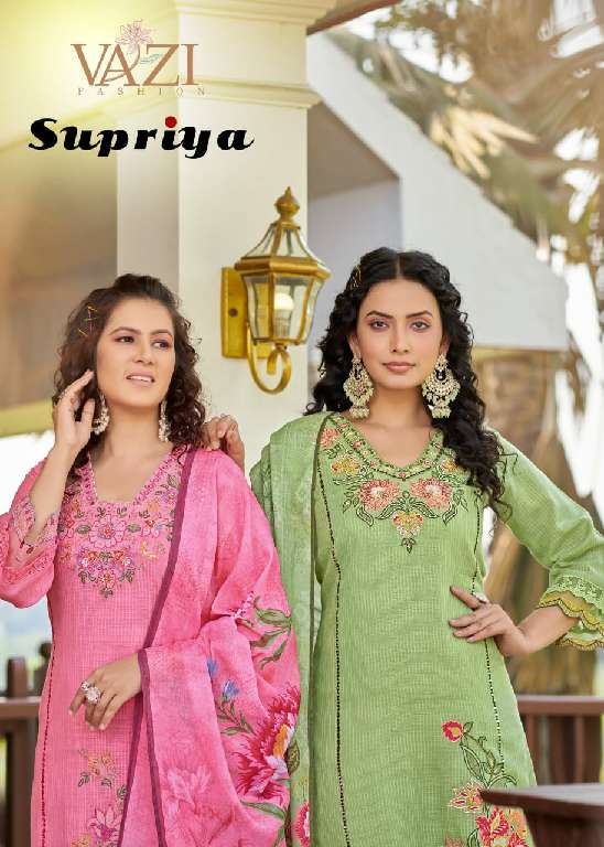 VAZI FASHION SUPRIYA WHOLESALE PURE KOTA CHECKS WITH FANCY HAND WORK READYMADE FABULOUS SUITS