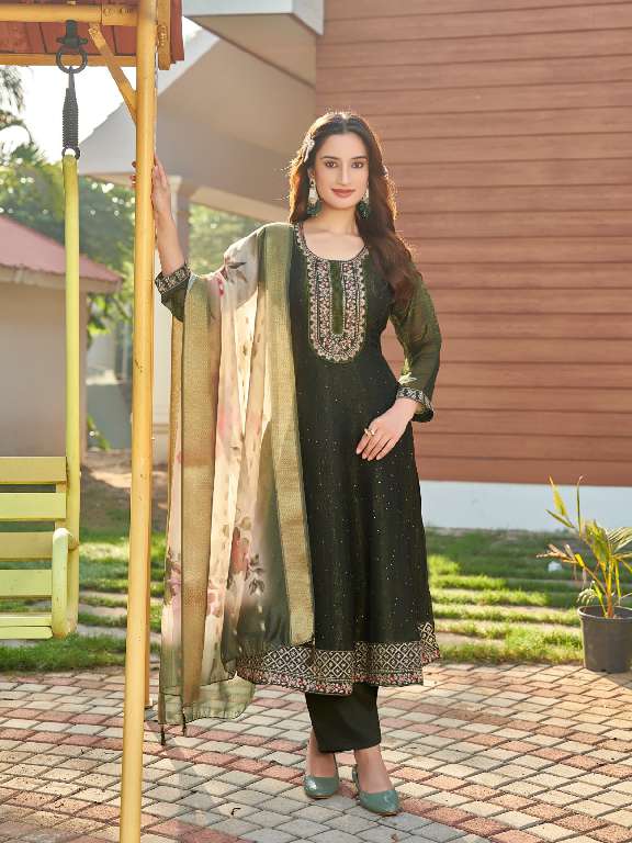 AANCHI URFI WHOLESALE CRUNCHY WITH FANCY DIGITAL DUPATTA FULL STITCH AMAZING 3 PCS SUITS