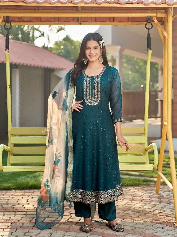 AANCHI URFI WHOLESALE CRUNCHY WITH FANCY DIGITAL DUPATTA FULL STITCH AMAZING 3 PCS SUITS