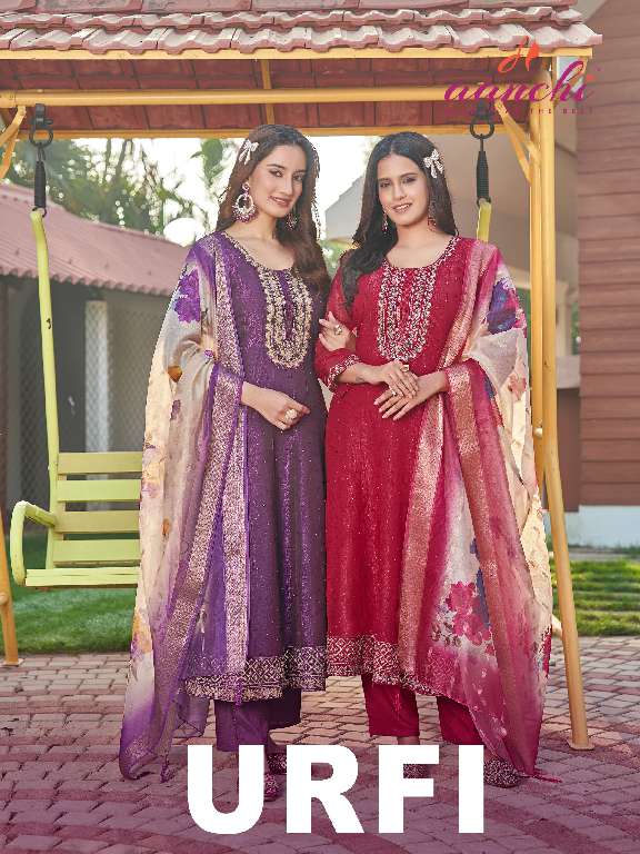 AANCHI URFI WHOLESALE CRUNCHY WITH FANCY DIGITAL DUPATTA FULL STITCH AMAZING 3 PCS SUITS
