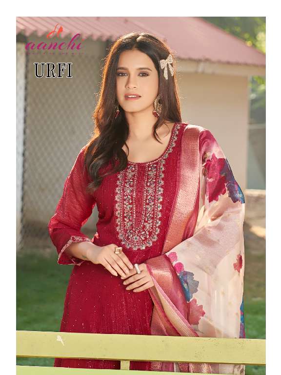 AANCHI URFI WHOLESALE CRUNCHY WITH FANCY DIGITAL DUPATTA FULL STITCH AMAZING 3 PCS SUITS