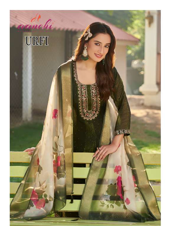 AANCHI URFI WHOLESALE CRUNCHY WITH FANCY DIGITAL DUPATTA FULL STITCH AMAZING 3 PCS SUITS