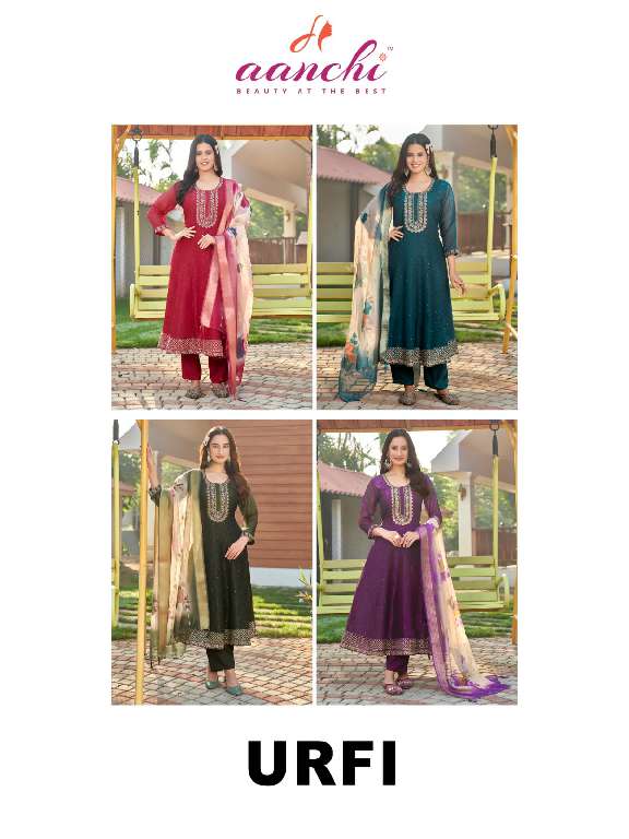 AANCHI URFI WHOLESALE CRUNCHY WITH FANCY DIGITAL DUPATTA FULL STITCH AMAZING 3 PCS SUITS