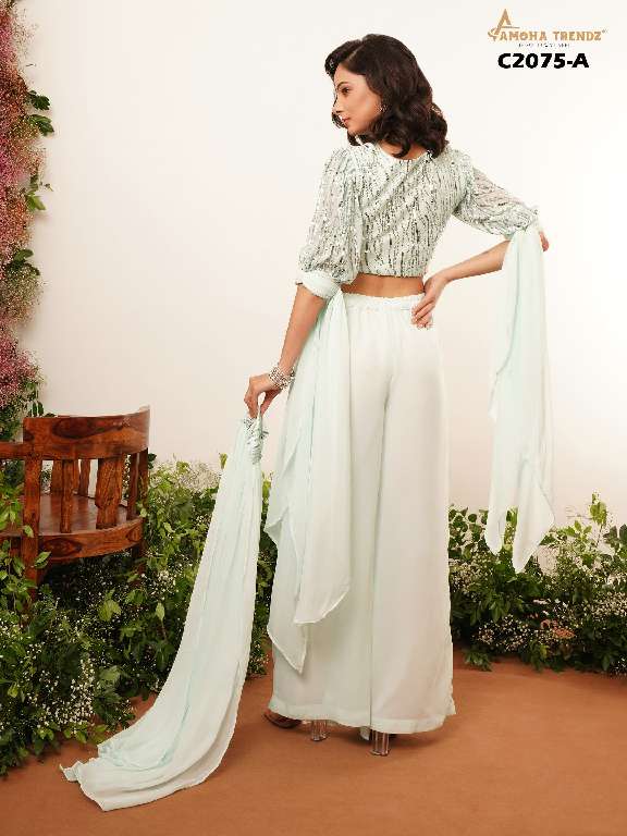 AMOHA C2075 WHOLSALE IMPORTED CRYSTAL LYCRA FULL STITCH TRENDY CROP TOPS