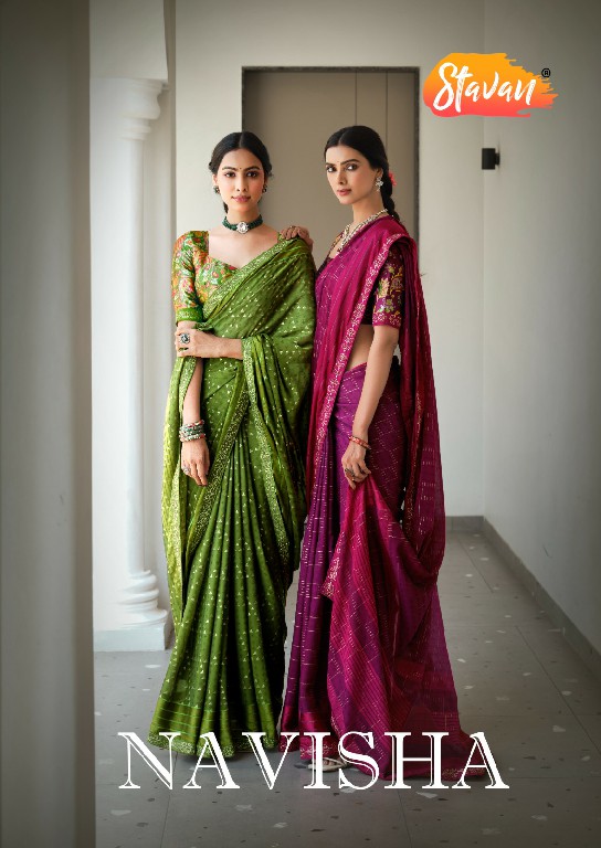 SATVAN NAVISHA WHOLESALE SELF WEAVING WITH EMBROIDERY BORDER FANCY SAREES FOR WOMENS