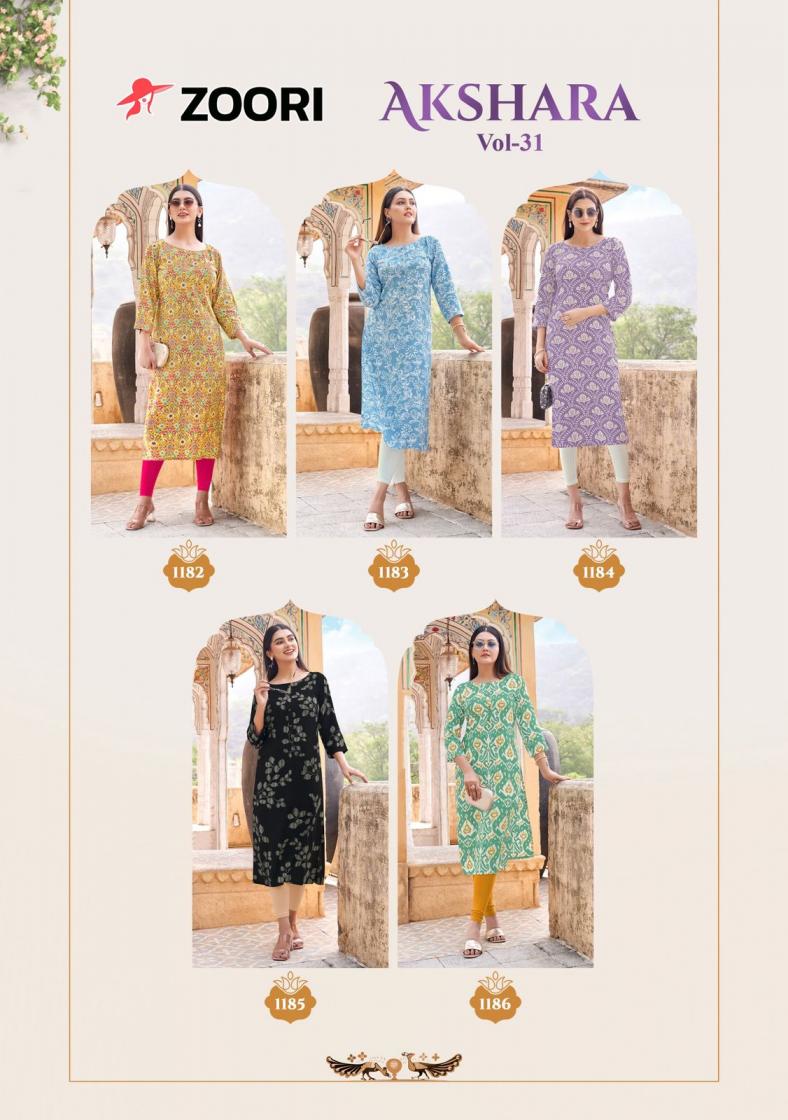 ZOORI AKSHARA VOL 31 RAYON READYMADE PRETTY LOOK LONG KURTIS