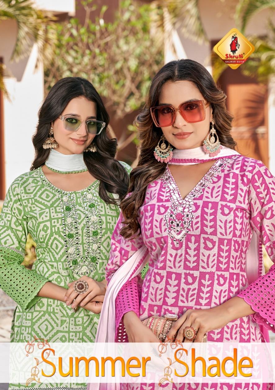 SHRUTI SUITS SUMMER SHADES COTTON FULLY STITCH ELEGANCE STYLE 3PCS DRESS