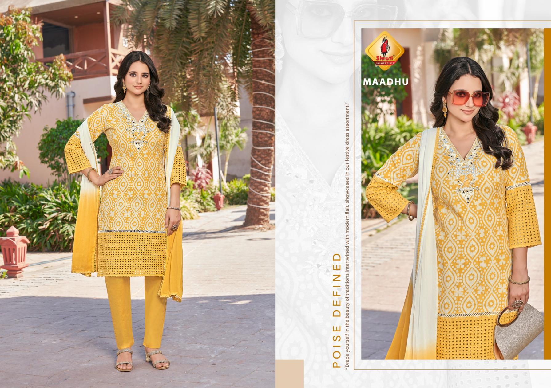 SHRUTI SUITS SUMMER SHADES COTTON FULLY STITCH ELEGANCE STYLE 3PCS DRESS