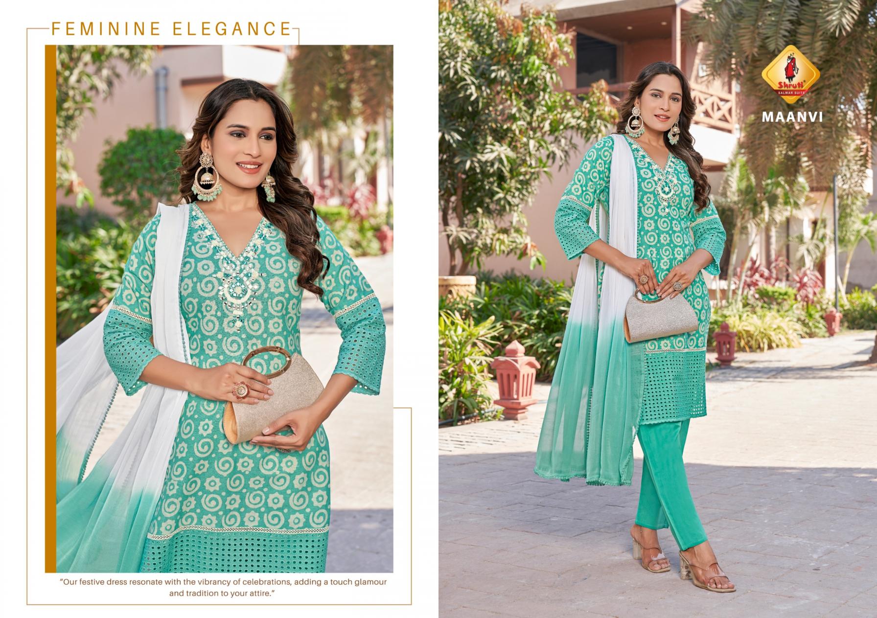 SHRUTI SUITS SUMMER SHADES COTTON FULLY STITCH ELEGANCE STYLE 3PCS DRESS