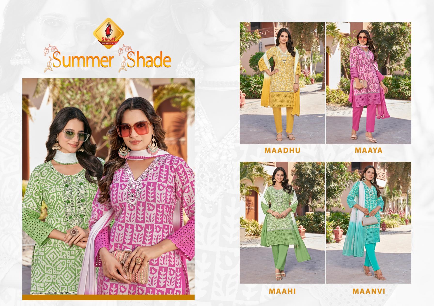 SHRUTI SUITS SUMMER SHADES COTTON FULLY STITCH ELEGANCE STYLE 3PCS DRESS