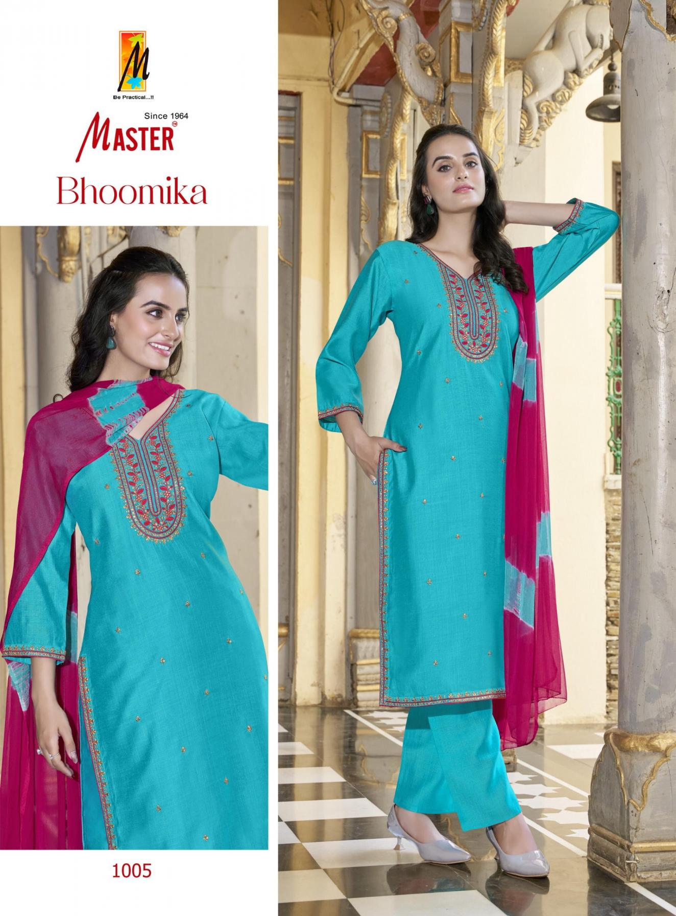 MASTER BHOOMIKA VERTICAN SILK GORGEOUS LOOK READYMADE 3PCS DRESS