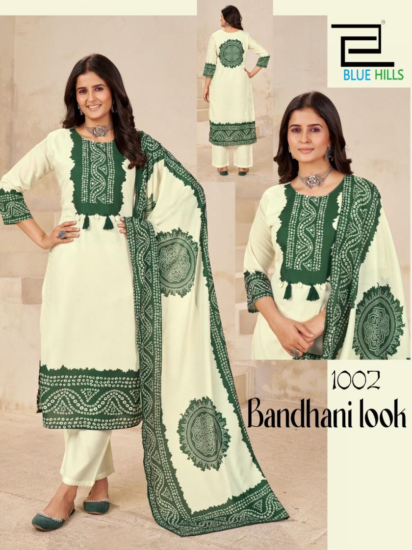 BANDHANI LOOK BY BLUE HILLS READYMADE MUSLIN CASUAL BIG SIZE 3PCS DRESS