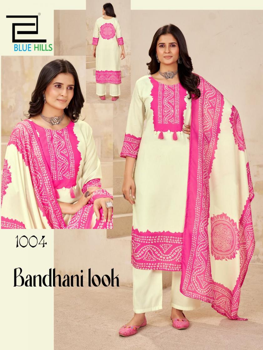 BANDHANI LOOK BY BLUE HILLS READYMADE MUSLIN CASUAL BIG SIZE 3PCS DRESS