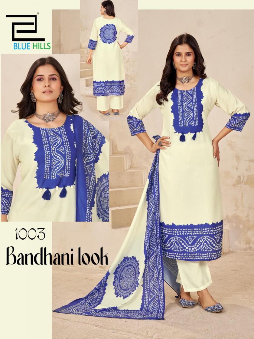 BANDHANI LOOK BY BLUE HILLS READYMADE MUSLIN CASUAL BIG SIZE 3PCS DRESS