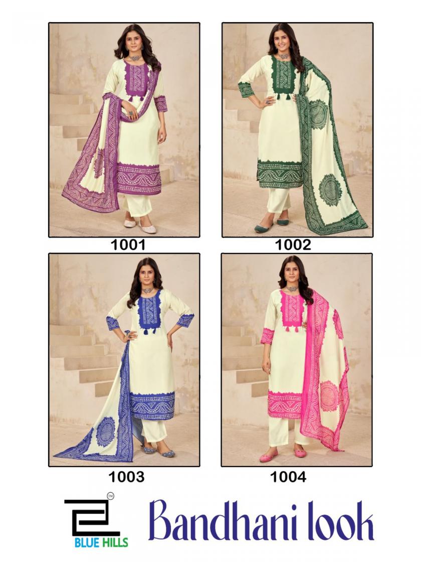 BANDHANI LOOK BY BLUE HILLS READYMADE MUSLIN CASUAL BIG SIZE 3PCS DRESS