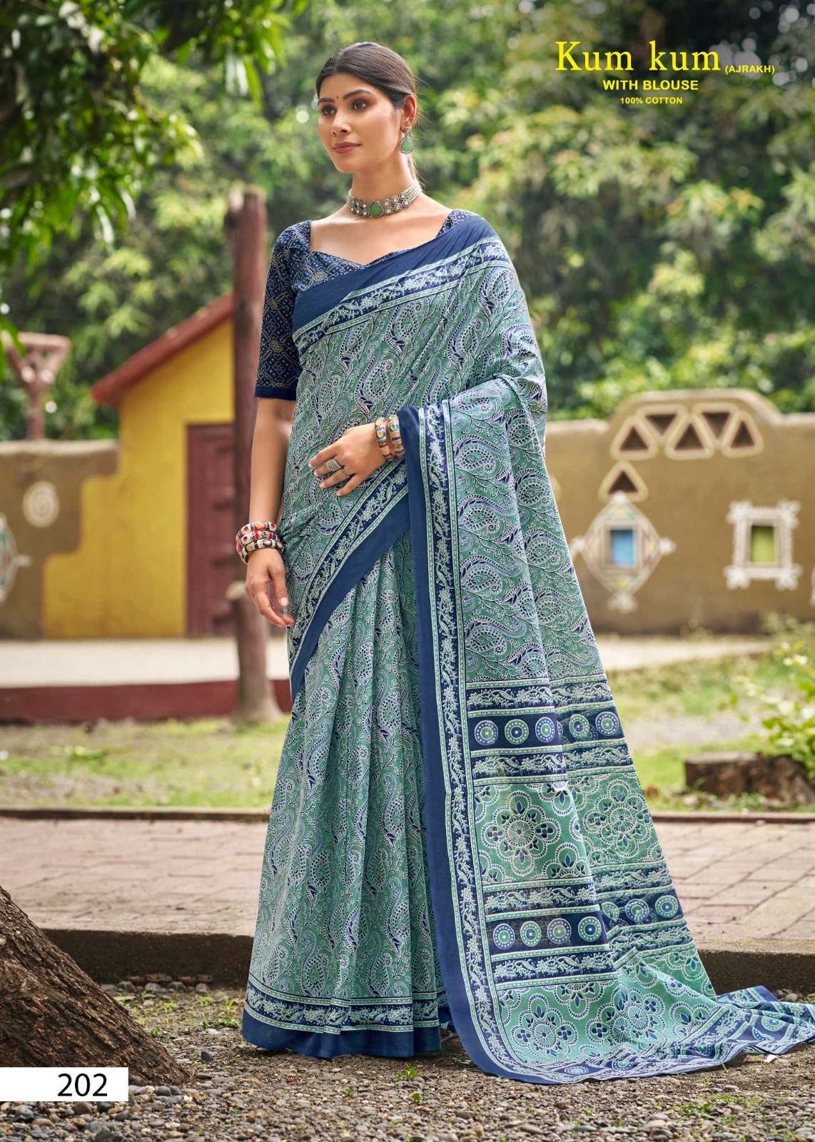LAKHANI KUM KUM AJRAKH VOL-2 WHOLESALE PURE COTTON PRINTED DAILY WEAR SAREES