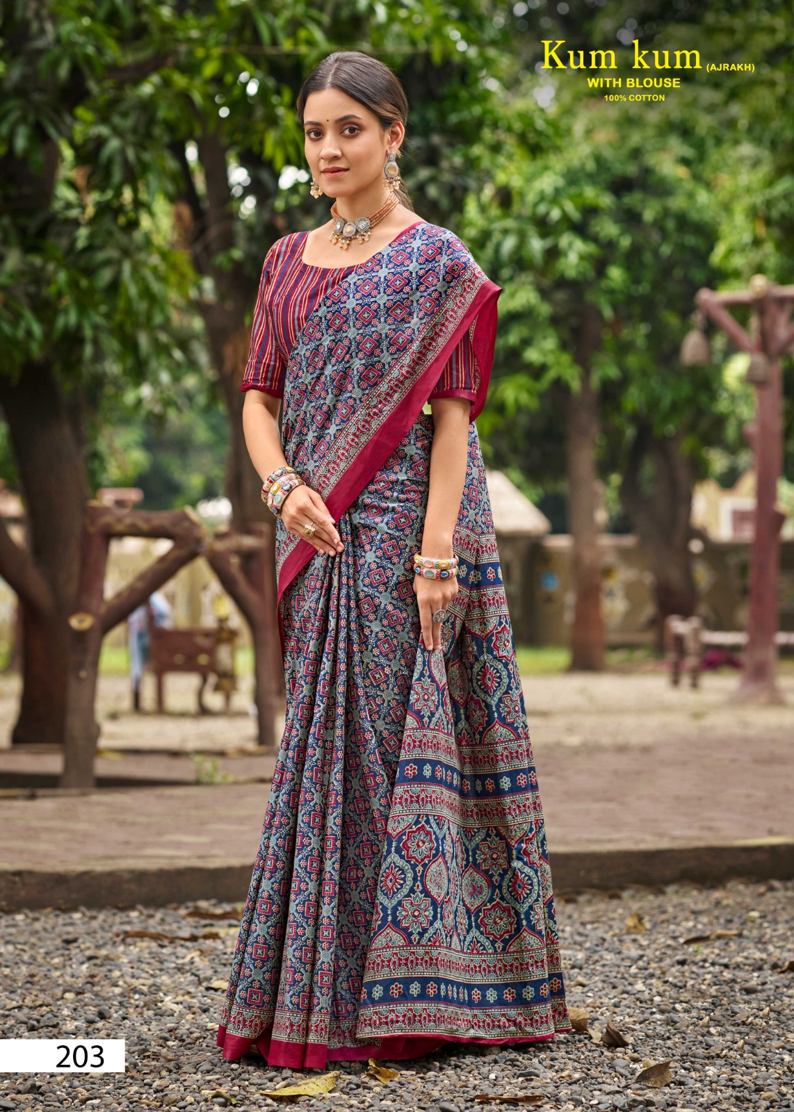 LAKHANI KUM KUM AJRAKH VOL-2 WHOLESALE PURE COTTON PRINTED DAILY WEAR SAREES