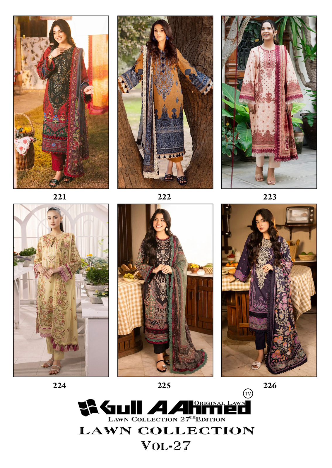 GULL AAHMED LAWN COLLECTION VOL 27 TRENDY COMFY WEAR PAKISTANI UNSTITCH SALWAR KAMEEZ