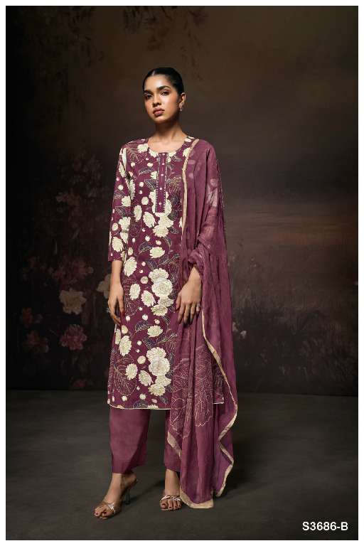 GANGA YUGRITI S3686 WHOLESALE PREMIUM COTTON PRINTED WITH EMBROIDERY TRENDY SALWAR SUITS