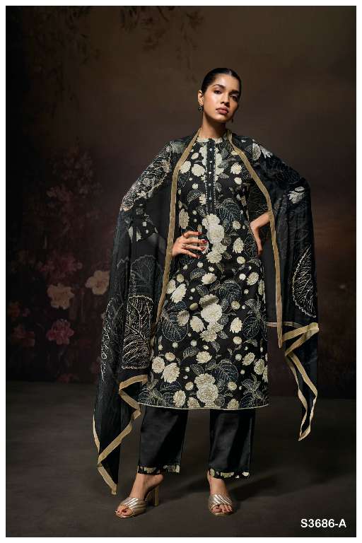 GANGA YUGRITI S3686 WHOLESALE PREMIUM COTTON PRINTED WITH EMBROIDERY TRENDY SALWAR SUITS