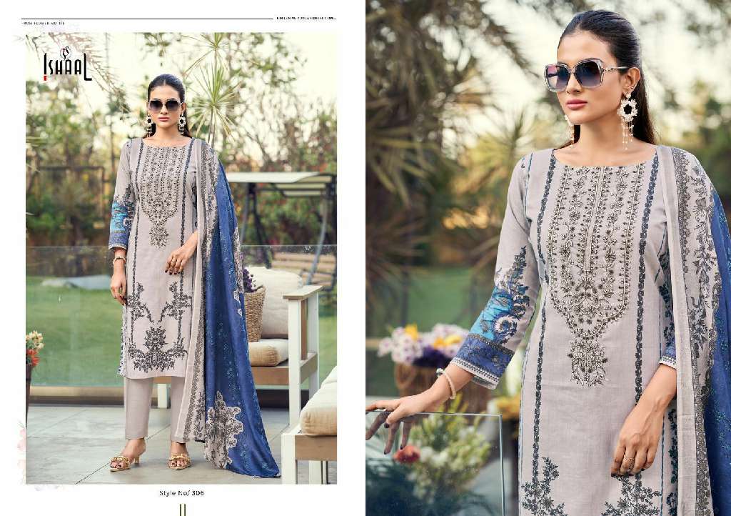 Ishaal Maira Vol-3 Wholesale Embroidered Patch Attached Lawn Dress Material