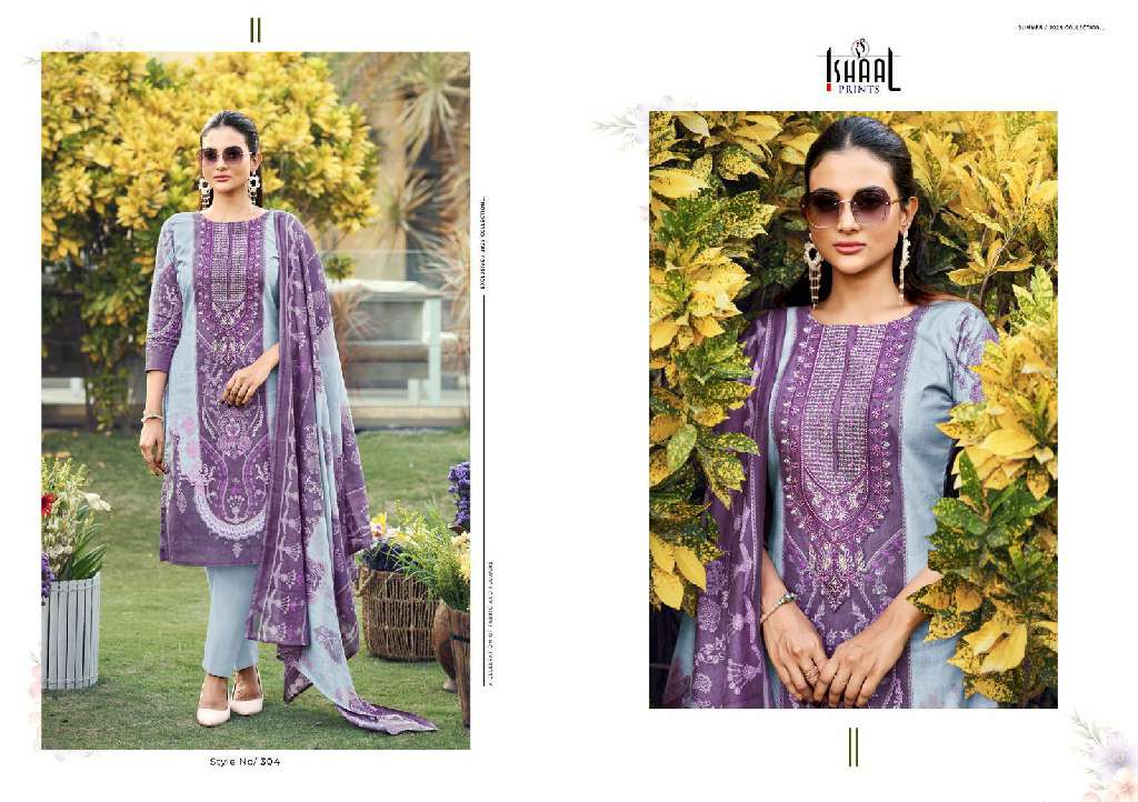 Ishaal Maira Vol-3 Wholesale Embroidered Patch Attached Lawn Dress Material