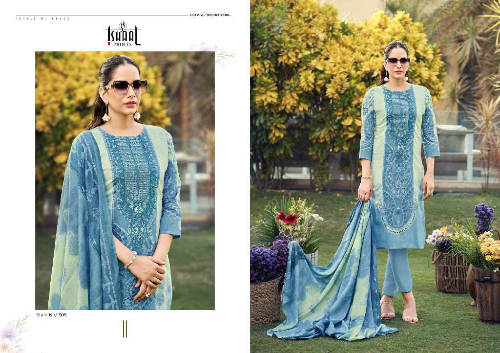Ishaal Maira Vol-3 Wholesale Embroidered Patch Attached Lawn Dress Material