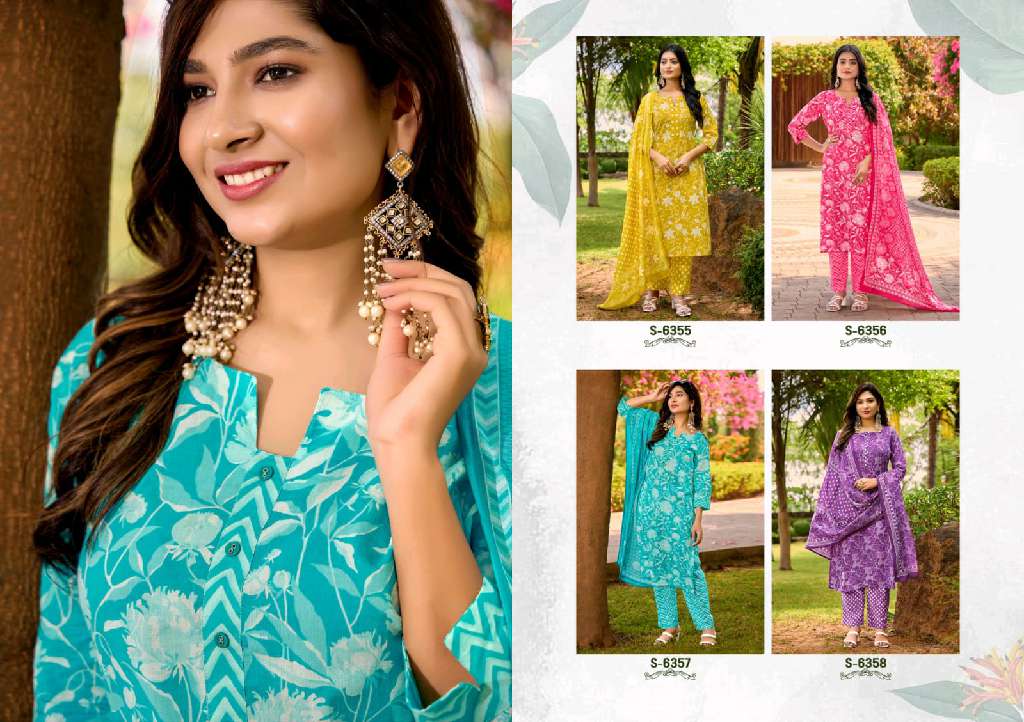 SBS BY SHUBHASH AMODINI WHOLESALE COTTON PRINTED UNIQUE COLOR COMBINATION FULLY STITCH SUITS