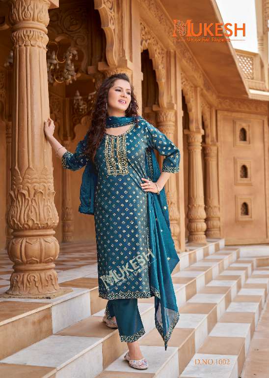MANNAT VOL-2 BY BANWERY WHOLESALE PURE VISCOSE SIMMER ROMAN WITH EMBROIDERY FULL STITCH TRENDY KURTI WITH PANT AND DUPATTA FOR WOMENS
