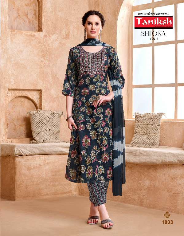 TANIKSH SHLOKA VOL-1 WHOLESALE RAYON FOIL PRINT FULLY STITCH ETHNIC STYLE SUITS FOR WOMENS