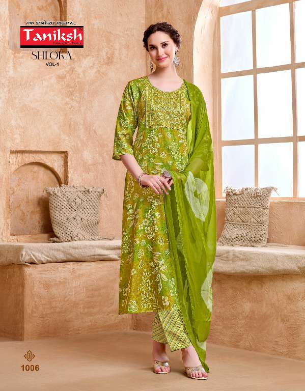 TANIKSH SHLOKA VOL-1 WHOLESALE RAYON FOIL PRINT FULLY STITCH ETHNIC STYLE SUITS FOR WOMENS