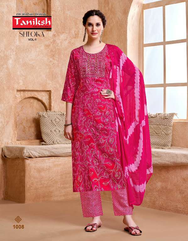 TANIKSH SHLOKA VOL-1 WHOLESALE RAYON FOIL PRINT FULLY STITCH ETHNIC STYLE SUITS FOR WOMENS