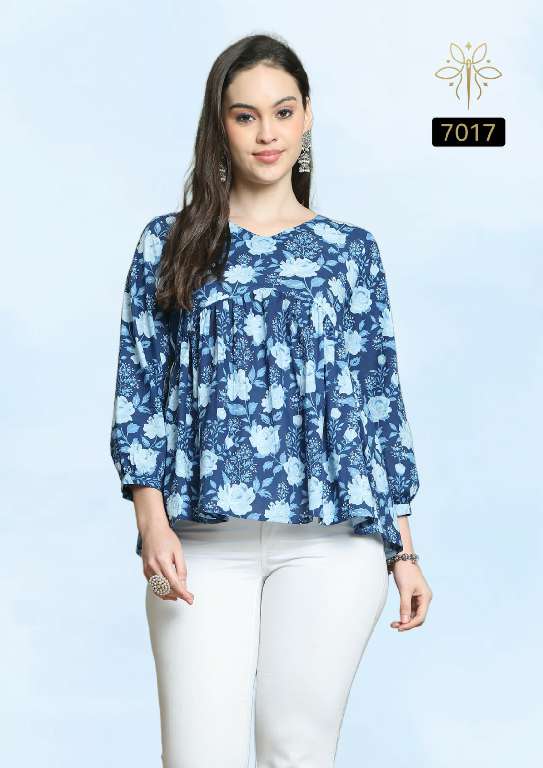 RAJNANDINI AARADHYA VOL-24 WHOLESALE PURE COTTON PRINT WITH HANDWORK FANCY SHORT TOP