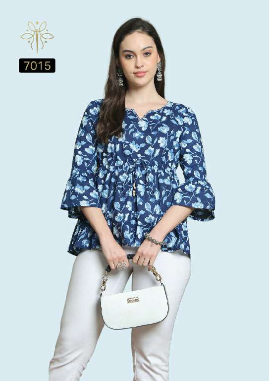 RAJNANDINI AARADHYA VOL-24 WHOLESALE PURE COTTON PRINT WITH HANDWORK FANCY SHORT TOP