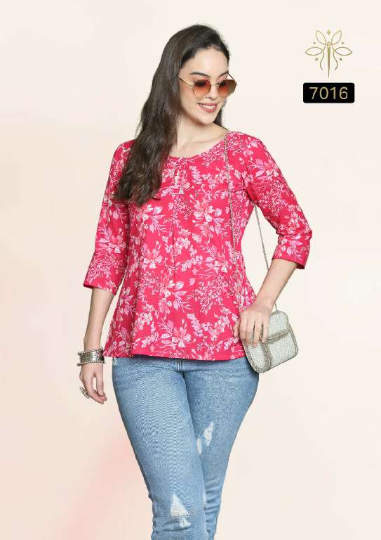 RAJNANDINI AARADHYA VOL-24 WHOLESALE PURE COTTON PRINT WITH HANDWORK FANCY SHORT TOP