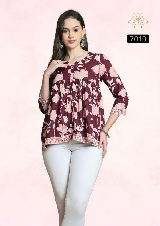 RAJNANDINI AARADHYA VOL-24 WHOLESALE PURE COTTON PRINT WITH HANDWORK FANCY SHORT TOP