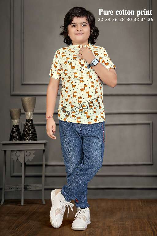 SANGEET LAUNCH PURE COTTON PRINTED AUTHENTIC LOOK BOYS SHIRTS