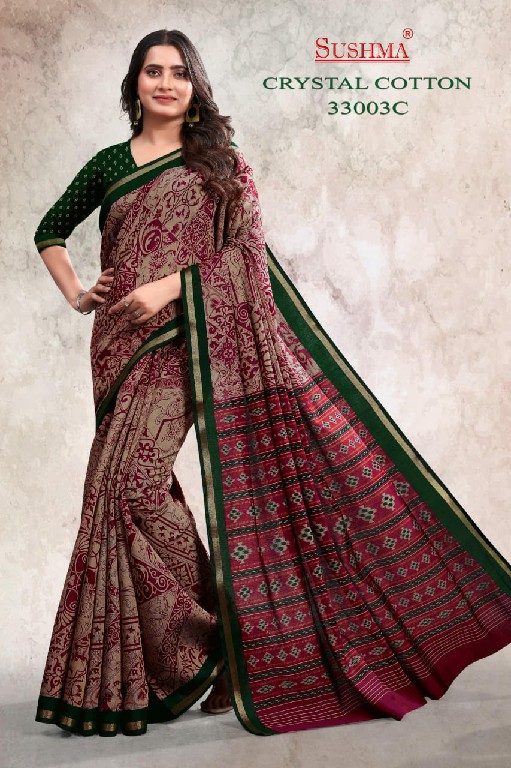 SUSHMA CRYSTAL COTTON WHOLESALE  PRINTED DAILY WEAR SAREES