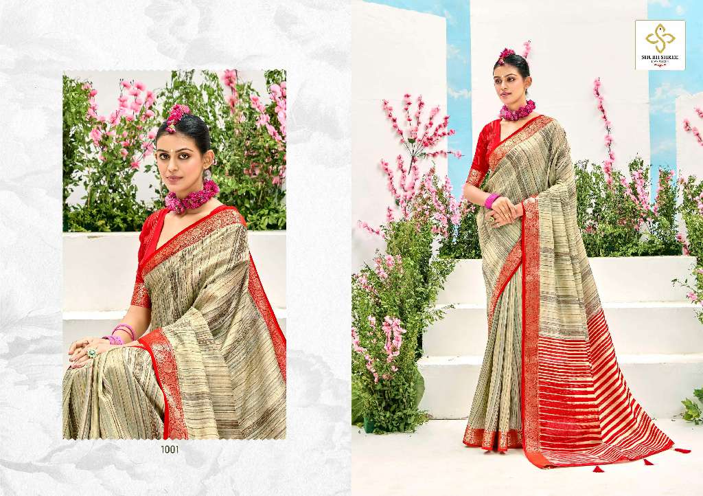 SHUBH SHREE TAKSHIKA WHOLESALE KHADI JACQUARD BORDER WITH FANCY BLOUSE DESIGNER SAREE EXPORTS