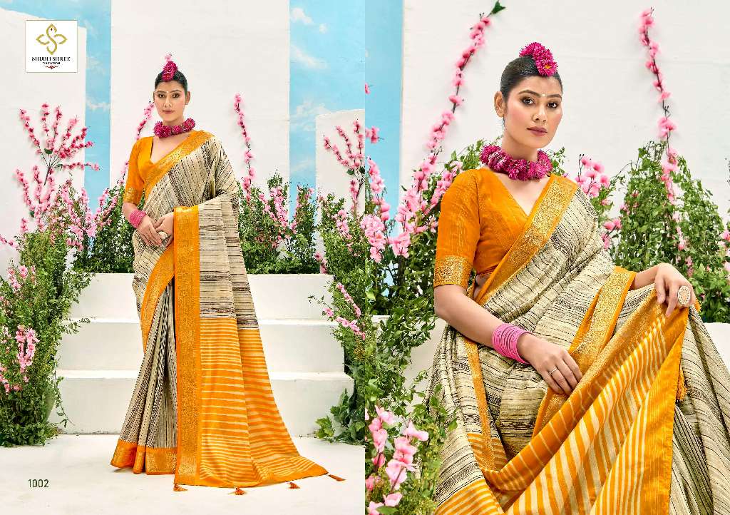 SHUBH SHREE TAKSHIKA WHOLESALE KHADI JACQUARD BORDER WITH FANCY BLOUSE DESIGNER SAREE EXPORTS