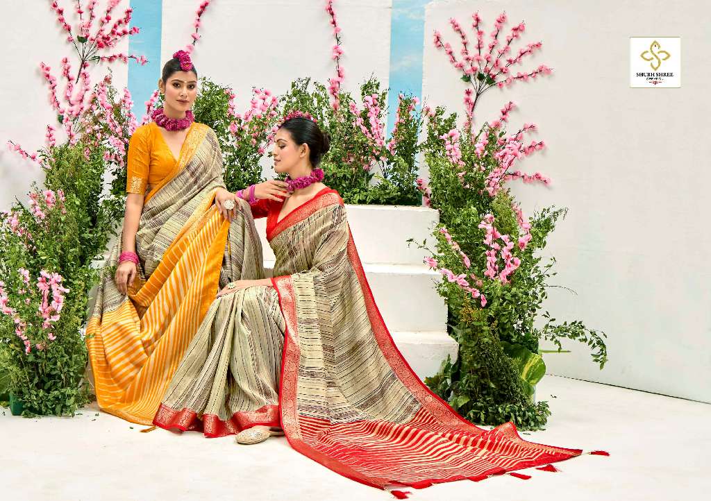 SHUBH SHREE TAKSHIKA WHOLESALE KHADI JACQUARD BORDER WITH FANCY BLOUSE DESIGNER SAREE EXPORTS