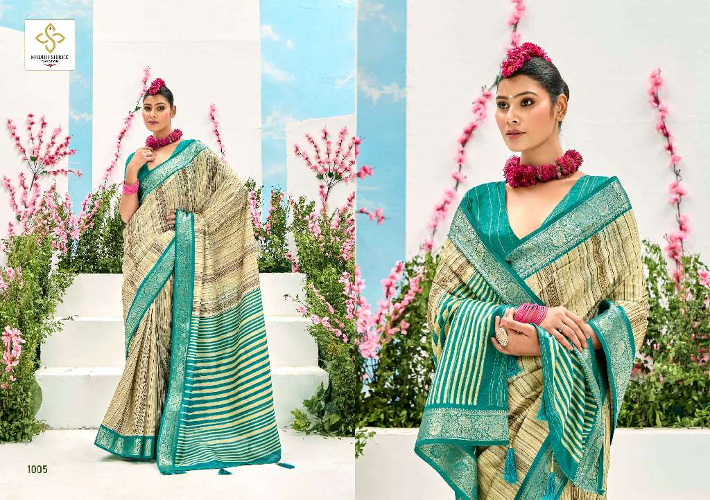 SHUBH SHREE TAKSHIKA WHOLESALE KHADI JACQUARD BORDER WITH FANCY BLOUSE DESIGNER SAREE EXPORTS