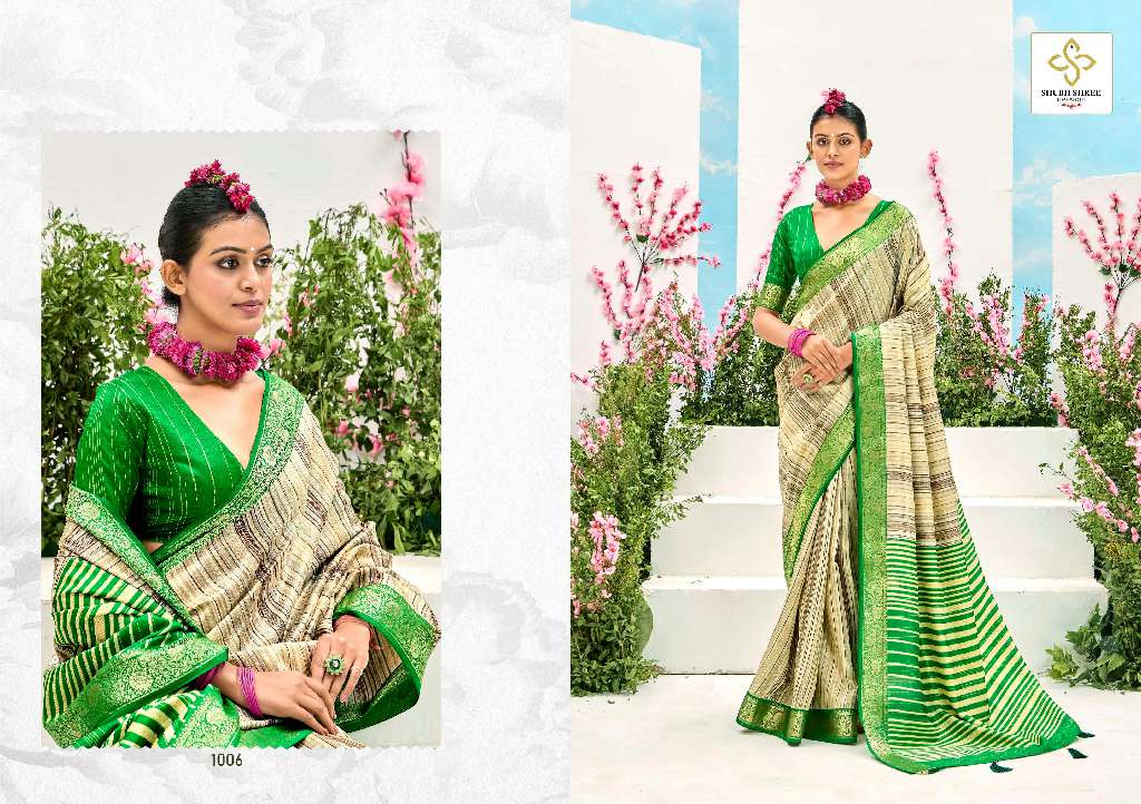SHUBH SHREE TAKSHIKA WHOLESALE KHADI JACQUARD BORDER WITH FANCY BLOUSE DESIGNER SAREE EXPORTS