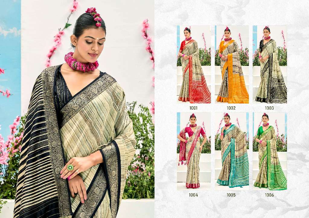 SHUBH SHREE TAKSHIKA WHOLESALE KHADI JACQUARD BORDER WITH FANCY BLOUSE DESIGNER SAREE EXPORTS