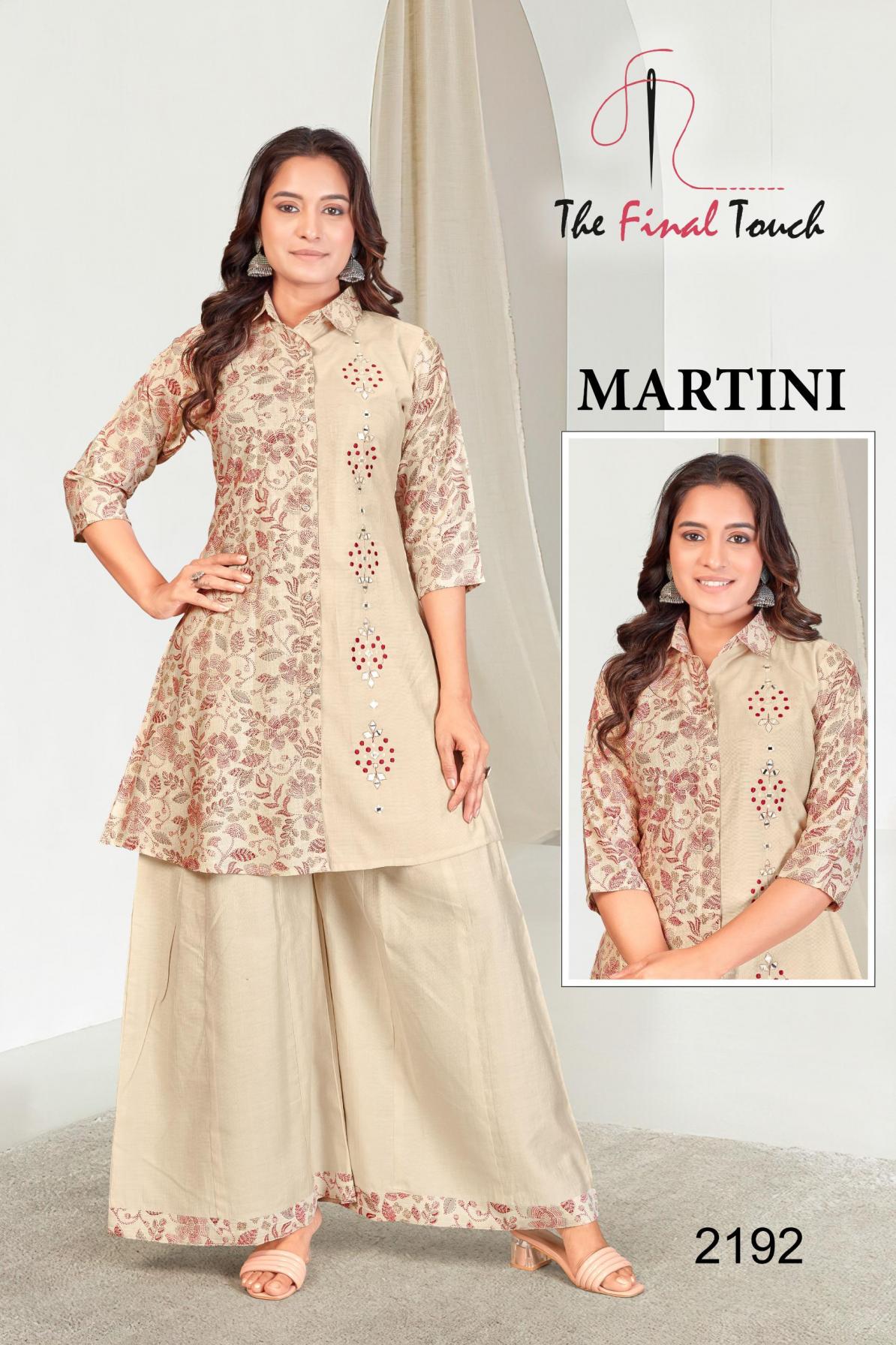 MARTINI BY THE FINAL TOUCH R R FASHION VETICAN PRINT READYMADE COMBO KURTI WITH PLAZZO