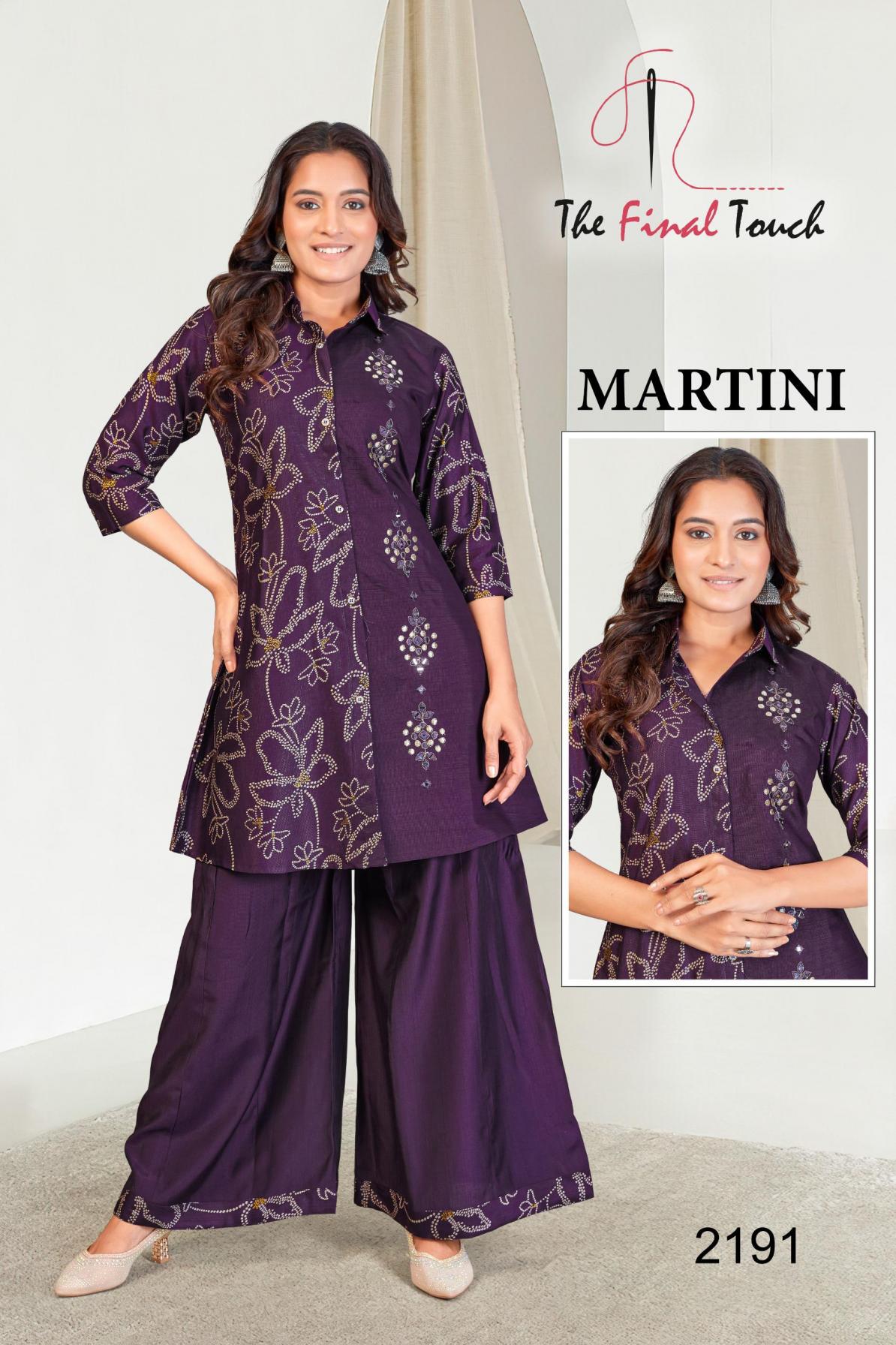 MARTINI BY THE FINAL TOUCH R R FASHION VETICAN PRINT READYMADE COMBO KURTI WITH PLAZZO