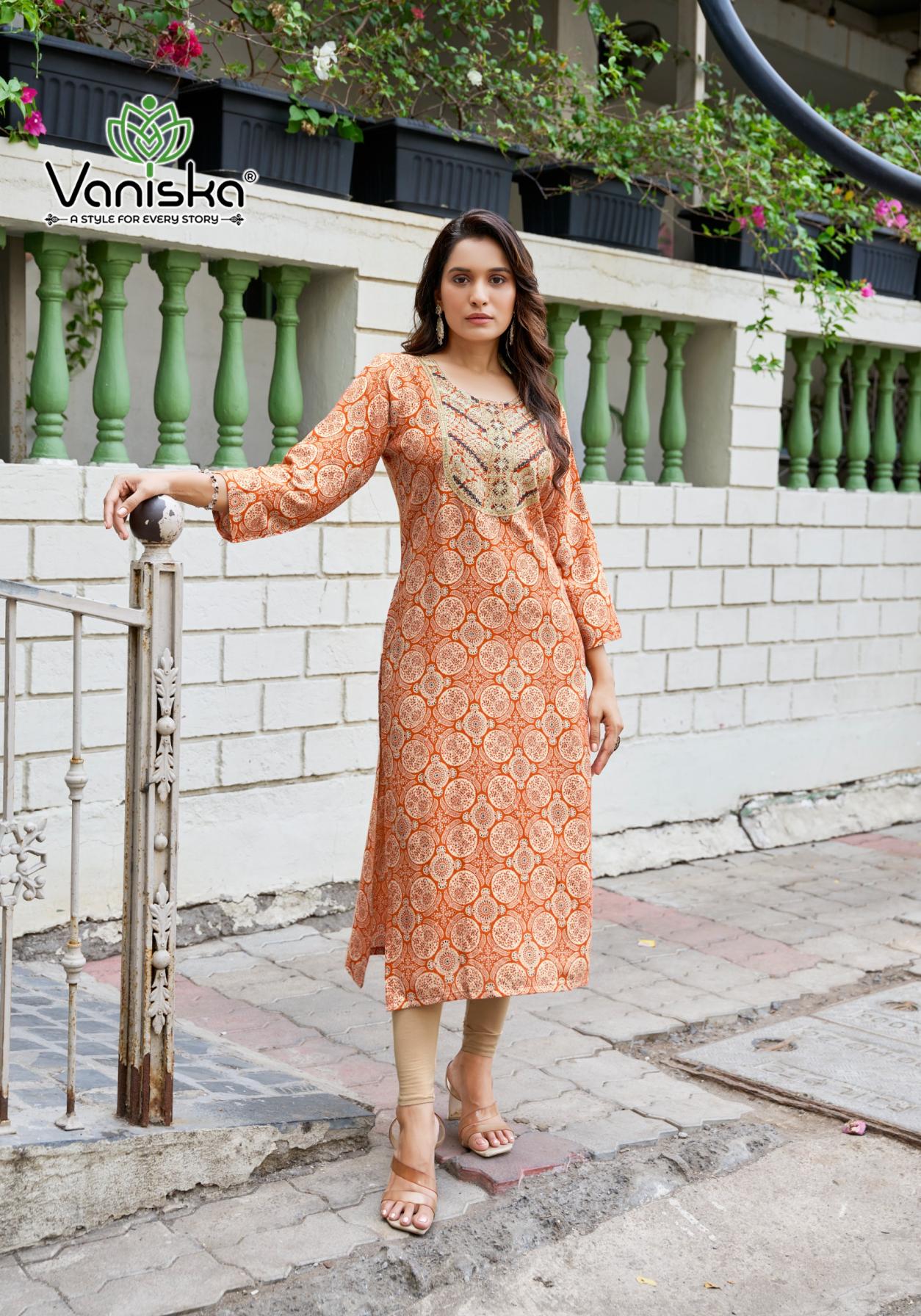 CHARMING VOL 2 BY VANISKA COLOURPIX RAYON READYMADE PLUS SIZE LONG KURTIS