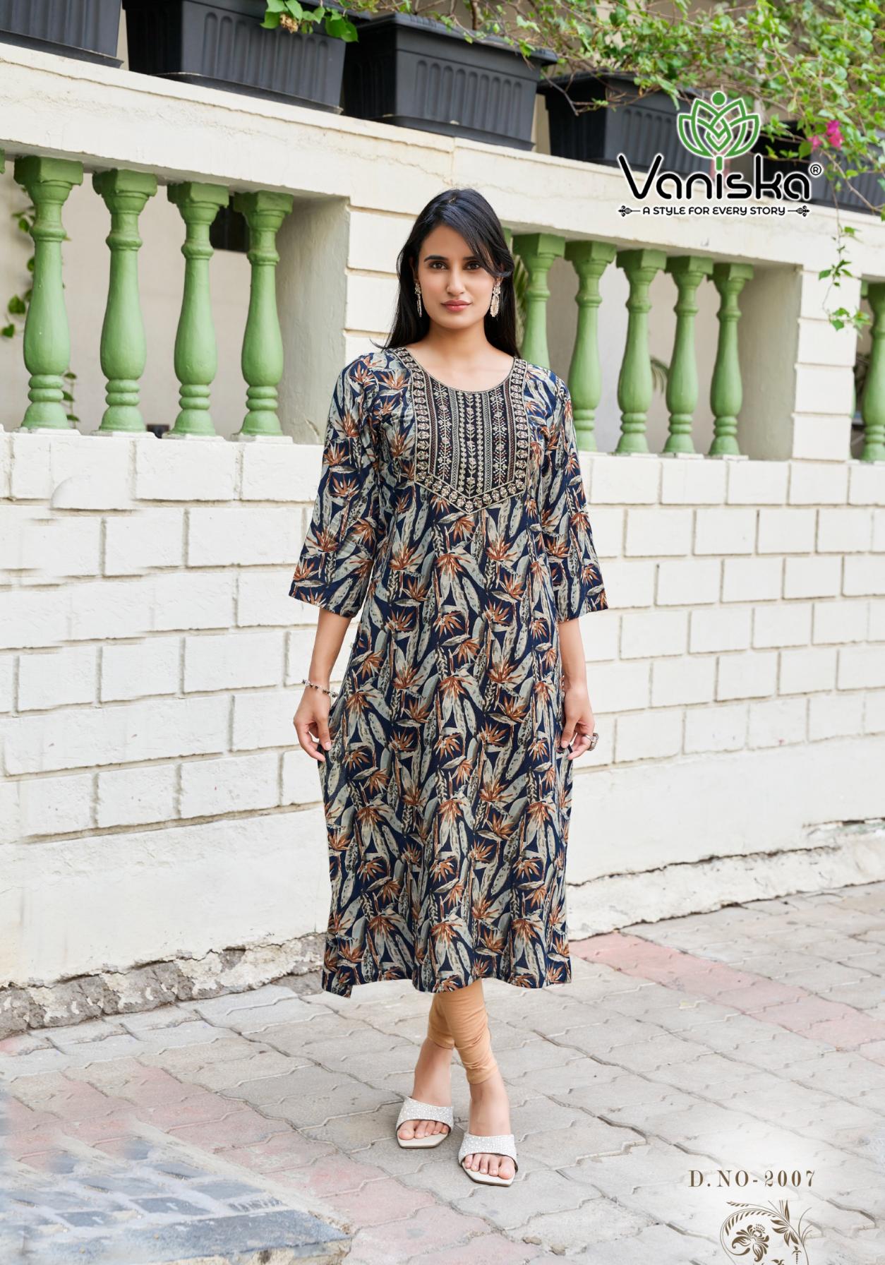CHARMING VOL 2 BY VANISKA COLOURPIX RAYON READYMADE PLUS SIZE LONG KURTIS